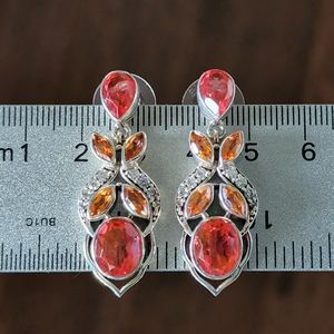 Nicky Butler 925 Sterling Silver Watermelon Quartz Drop Dangle Topaz Earrings NB